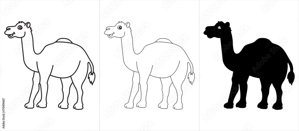 Funny Camel Mom and Baby to be traced only of one line, the tracing educational game to preschool kids with easy game level, the colorful and colorless version.
