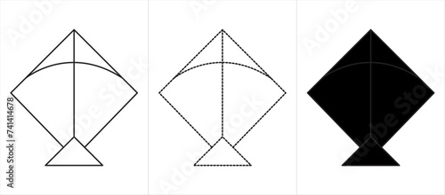 Trace and color for kids, kite vector
