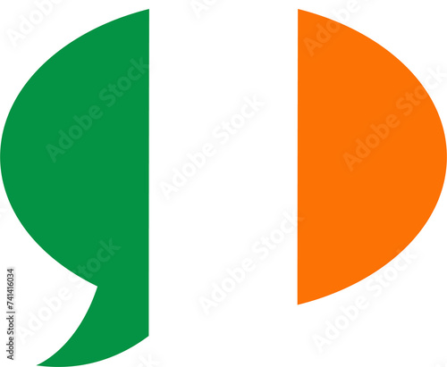 speech bubble with flag of Ireland, Irish language concept, Erse or Gaelic, Irish Gaeilge