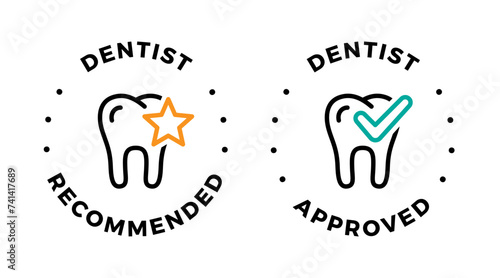 Dentist recommended approved vector icon logo badge
