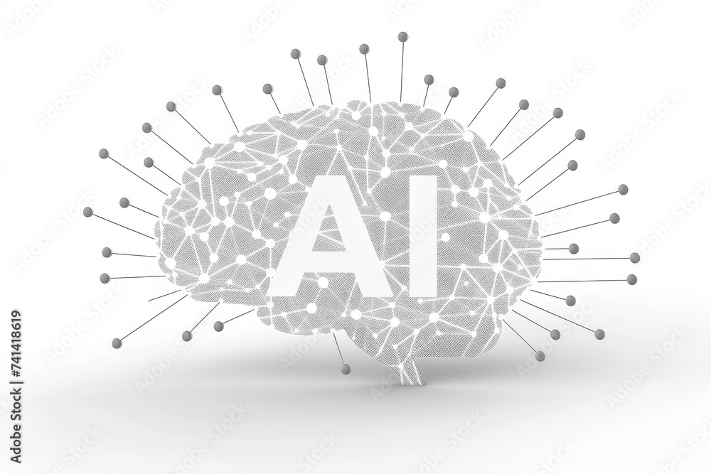 Obraz premium AI Brain Chip source memory. Artificial Intelligence ebl mind neurological diseases axon. Semiconductor ambient intelligence circuit board neurotechnology future