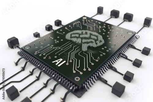 AI Brain Chip subscription based software. Artificial Intelligence multiple intelligences mind cloud server axon. Semiconductor neuronal repair circuit board tbi photo