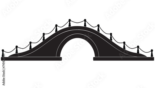 Stone arch bridge, vintage style, vector illustration