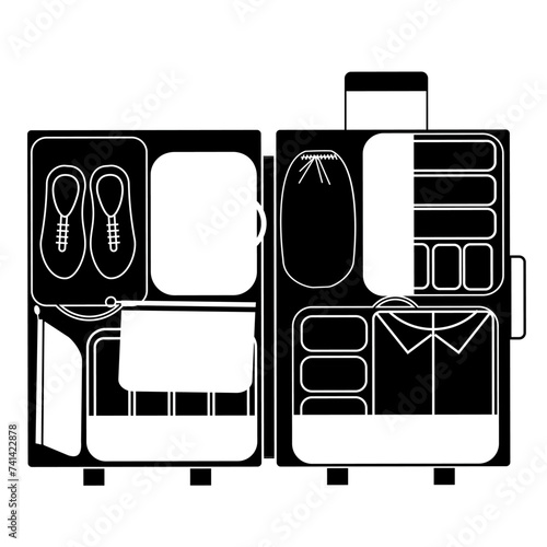 suitcase organizing illustration