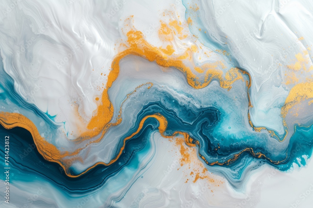 Golden Swirls on Azure Canvas Golden Swirls on Azure Canvas