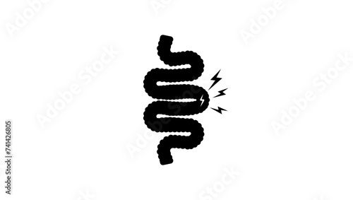 Gut pain emblem, black isolated silhouette

