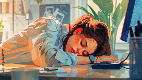 Tired office woman