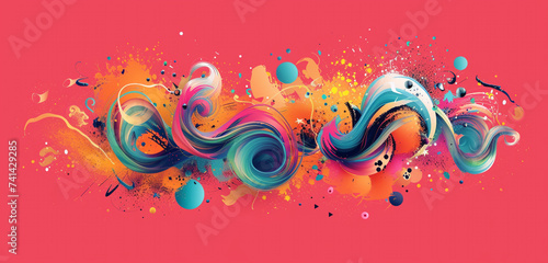An abstract concept of a pivot in business, with swirling shapes in metallic colors, on a bright pink background