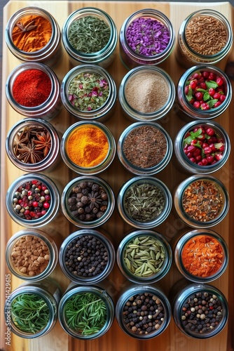 A culinary array: pepper, coriander, cinnamon, turmeric, nutmeg, and more, for diverse flavorful dishes.