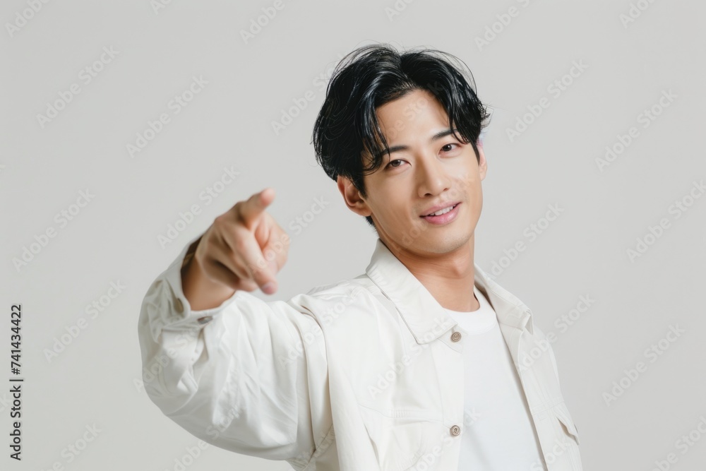 Handsome Asian man presenting with smile and casual outfit. Handsome Asian man presenting with smile and casual outfit.
