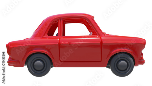 Фотография 3D red toy car isolated rendering