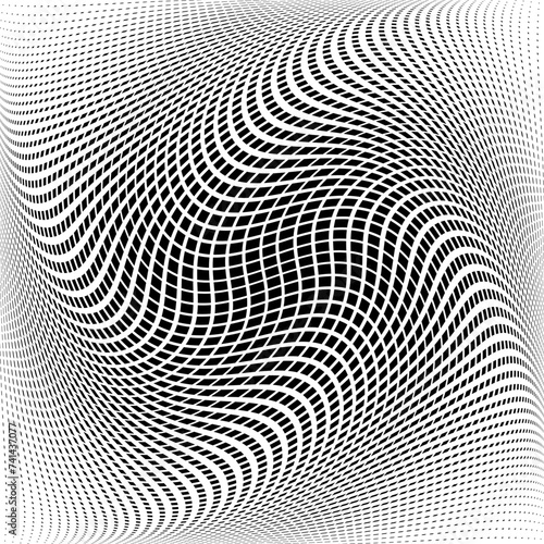 Abstract Op Art Design. Illusion of Twisting Rotation Torsion Movement.
