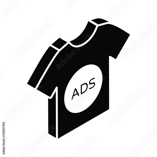 Modern isometric icon of sponsored ad, marketing shirt vector design