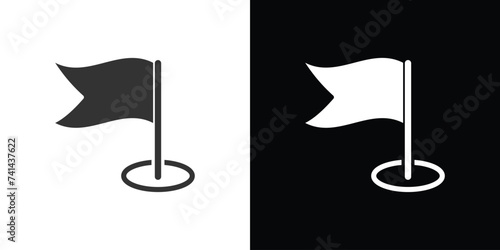 golf flag on black and white