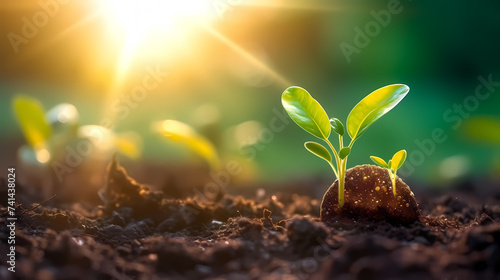 Seed planting and planting, newborn or greenery concept