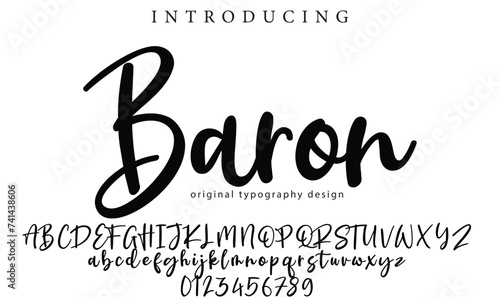 Baron Font Stylish brush painted an uppercase vector letters, alphabet, typeface
