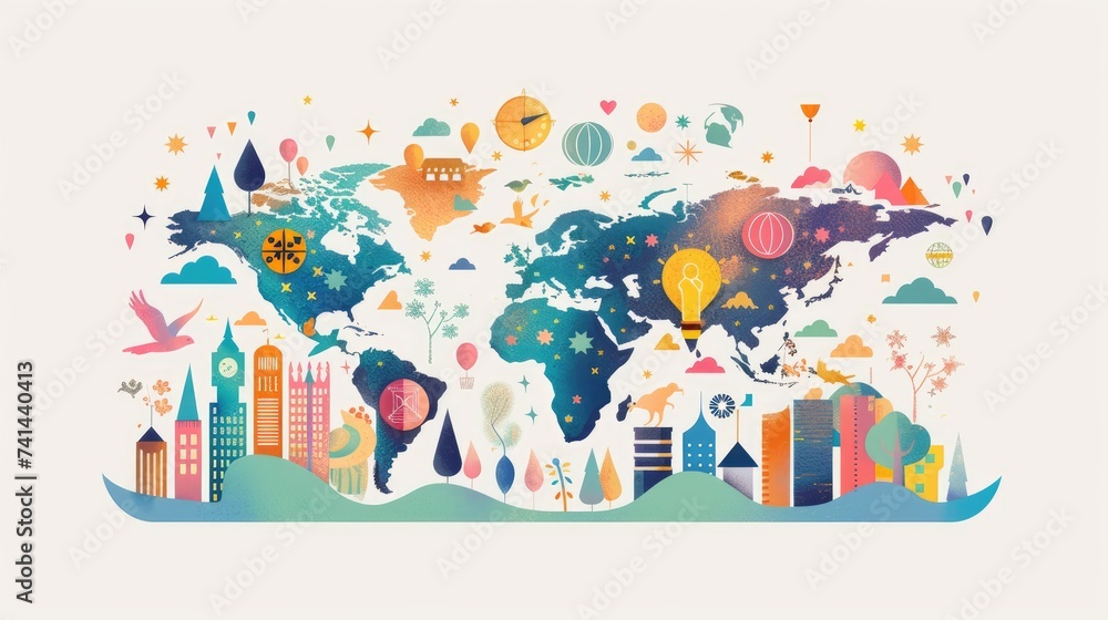 Global wellness essentials flat design for world health day Global wellness essentials flat design for world health day