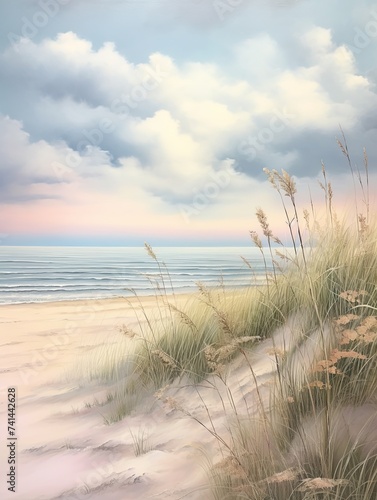 Soft Sand Serenity  Dreamy Pastel Seascapes   Nature Artwork