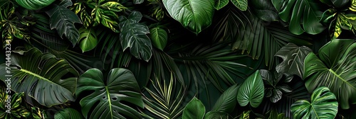Lush and vibrant tropical palm leaves creating a beautiful natural textured background