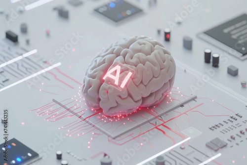 AI Brain Chip hadoop. Artificial Intelligence amygdala human brain signal processing mind circuit board. Neuronal network data security smart computer processor server