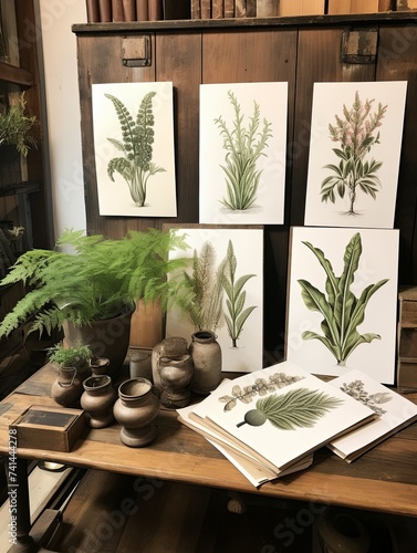 Greenery Farms: Hand-Drawn Botanical Cottage and Plant Sketches Art