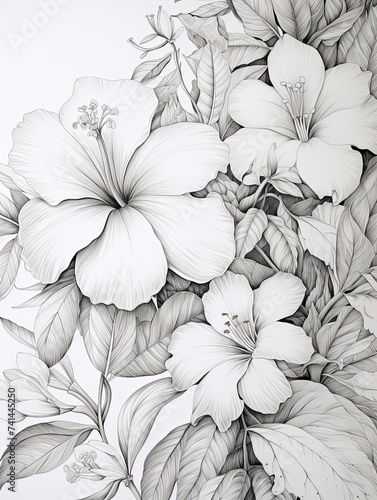Botanical Bliss  Hand-Drawn Nature Art  Floral Sketch Wall Decor