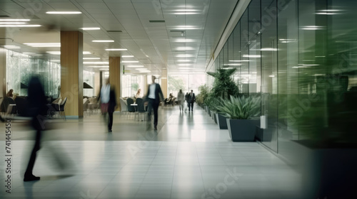 Business workplace with people walking