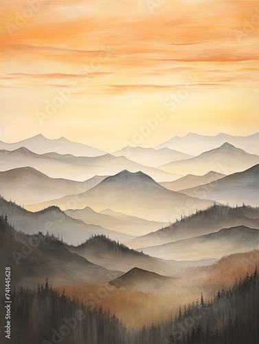 Dawn of Earth Tones: Majestic Mountain Sunrise Canvas Art