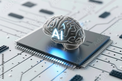 AI Brain Chip inhibitory neurotransmission. Artificial Intelligence upcoming mind point of care testing axon. Semiconductor neuropeptide y circuit board neural network