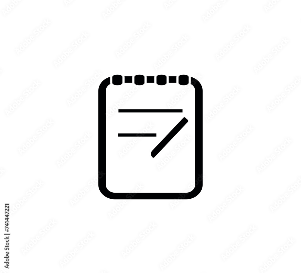 Note pad and pen icon vector. memo sheet or to do list illustration symbol Note pad and pen icon vector. memo sheet or to do list illustration symbol