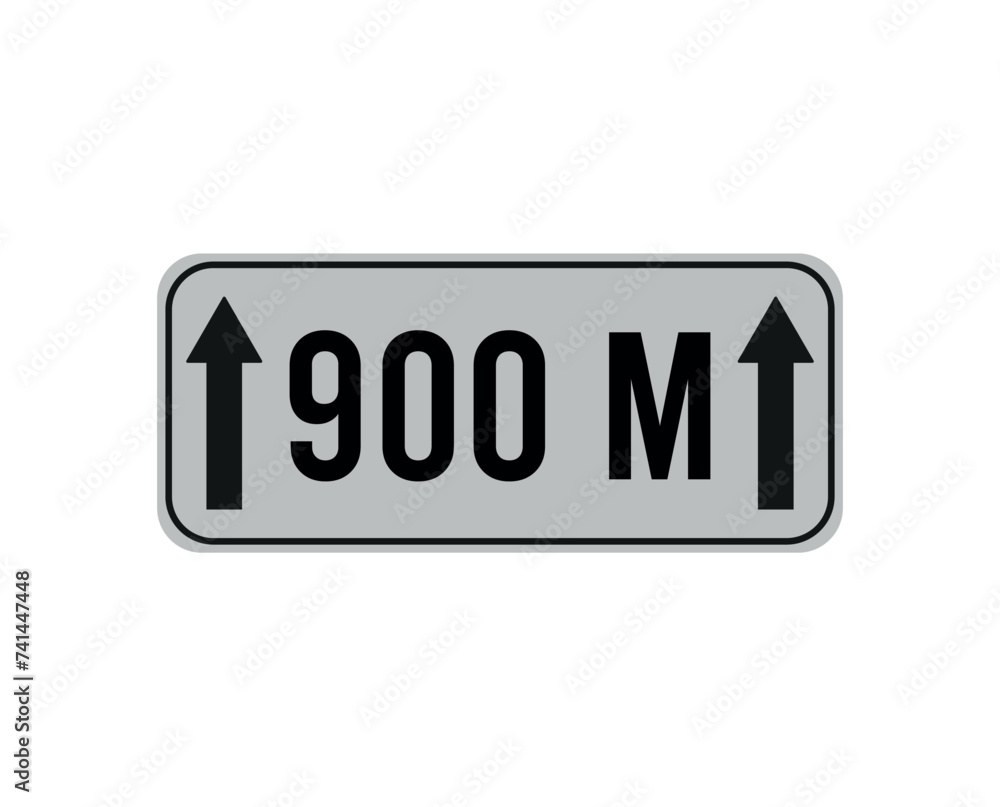 900 meters distance. Vector sign with distance in meters. Footage numeral isolated on white background 900 meters distance. Vector sign with distance in meters. Footage numeral isolated on white background