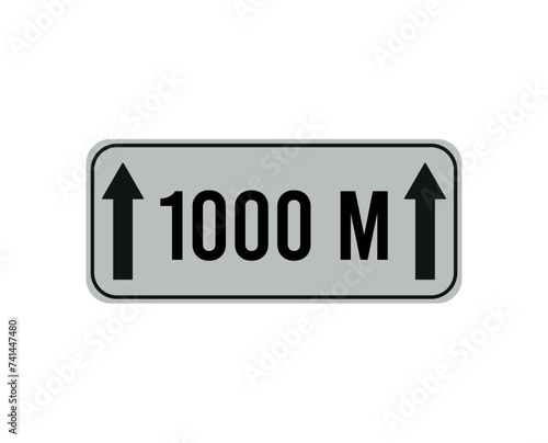 1000 meters distance. Vector sign with distance in meters. Footage numeral isolated on white background