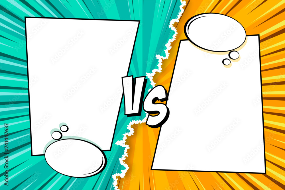 Cartoon comic background. Fight versus. Comics book colorful ...