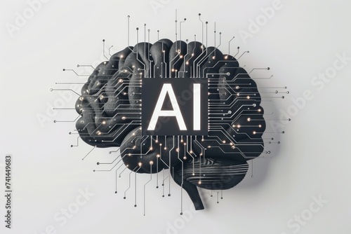 AI Brain Chip server scalability. Artificial Intelligence laser color mind cognitive implant axon. Semiconductor progressive circuit board virtual reality in healthcare photo
