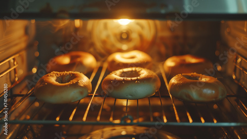 Homemade Haven: Small Bagels Baking in a  warmcore Setting photo