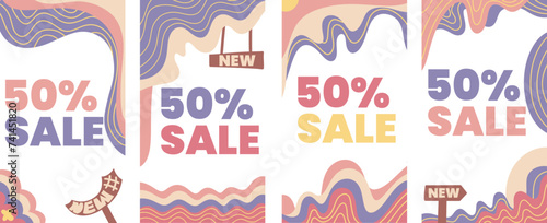 vector graphic of story template with a fluid theme with warm retro colors to suit your business