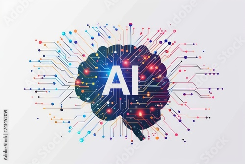 AI Brain Chip blade server. Artificial Intelligence brain computer interface application mind ai security axon. Semiconductor data deduplication circuit board neurology photo