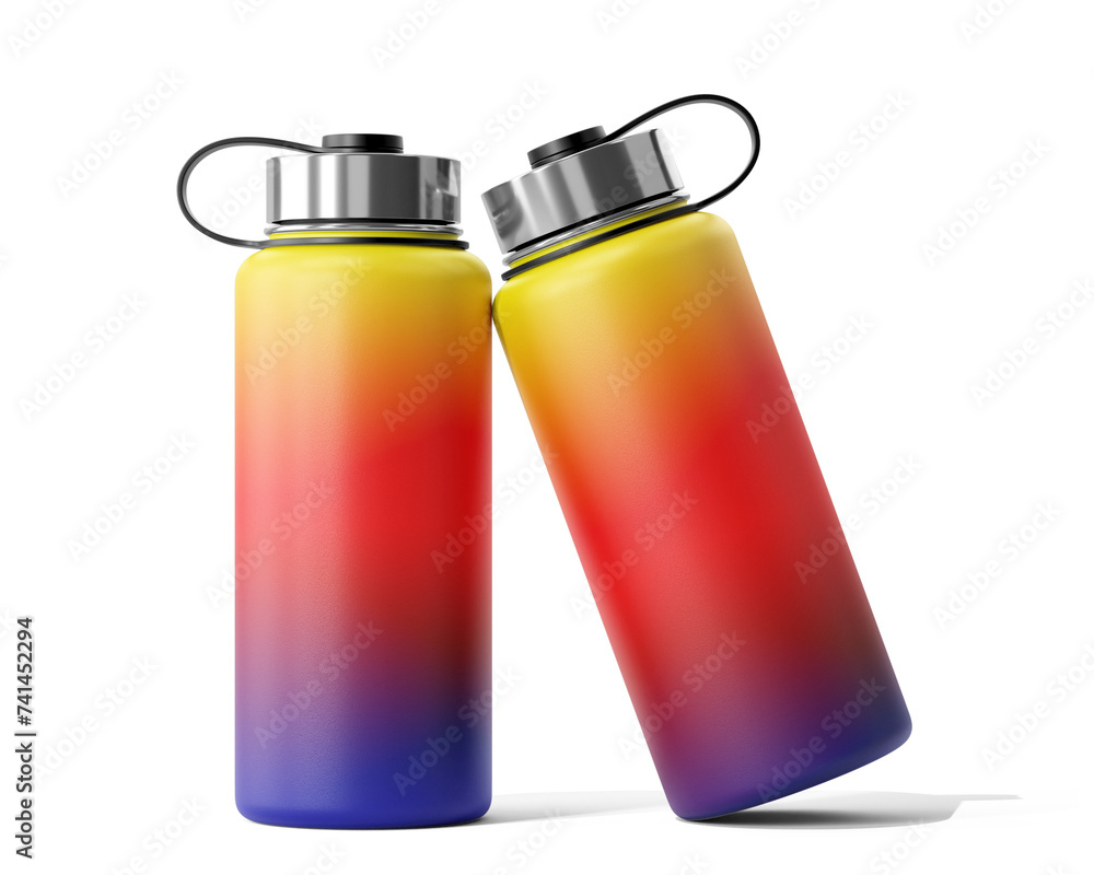 Blank Empty Aluminum sport water bottle Packaging Isolated On Transparent Background, Prepared For Mockup, 3D Render. Blank Empty Aluminum sport water bottle Packaging Isolated On Transparent Background, Prepared For Mockup, 3D Render.