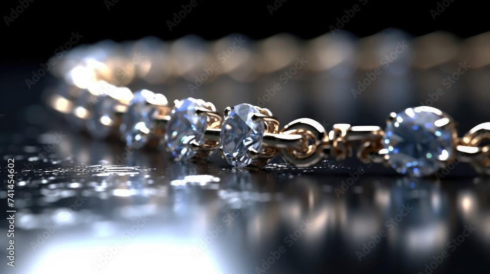 Diamond necklace on the table Diamond necklace on the table