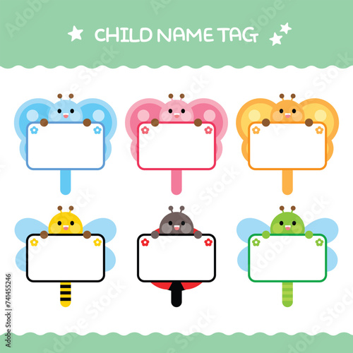 kids sticker name tag set

