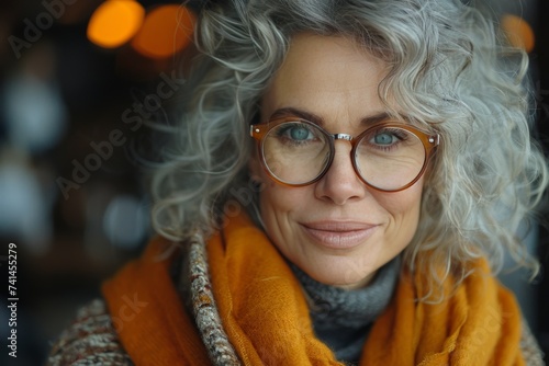 Woman Wearing Glasses and Yellow Scarf