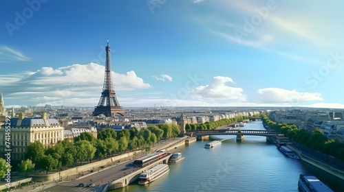 Paris Aerial Panorama with River Seine and Eiffel Tower © Devian Art