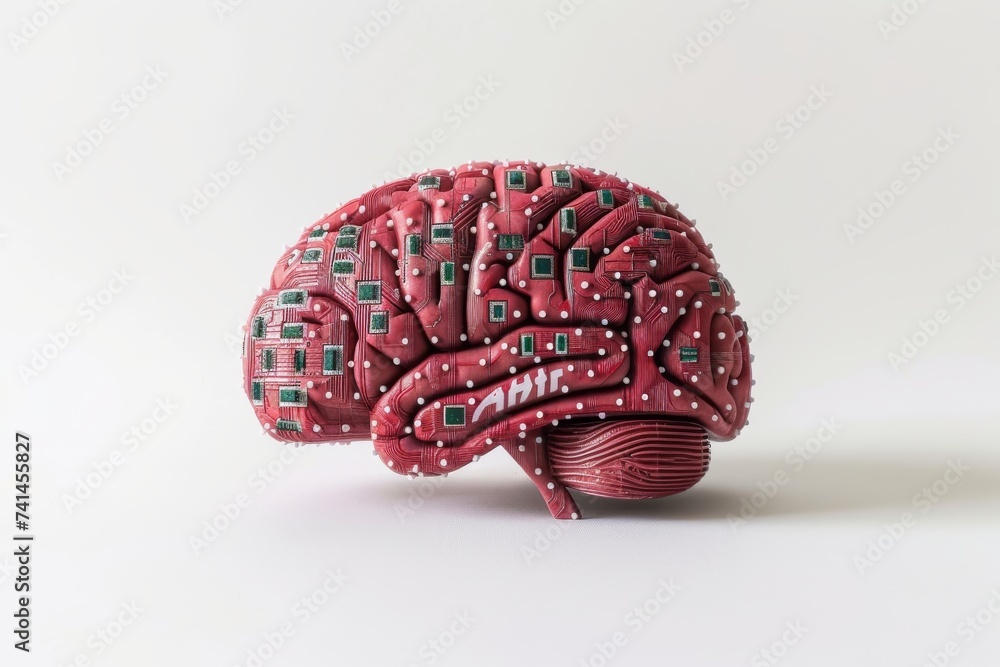 Fototapeta premium AI Brain Chip icon consistency. Artificial Intelligence quantum resistant algorithm mind human mind axon. Semiconductor accounting software circuit board visual deficits