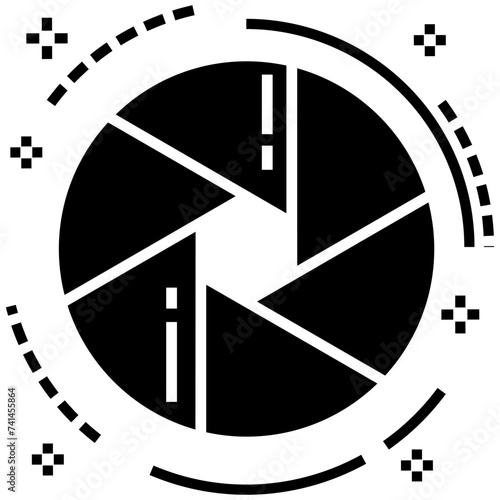 Camera lense solid icon design 