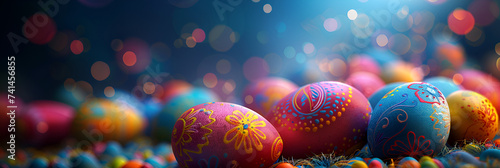 colorful easter eggs,Vibrant Easter Celebration. New Year Banner Edition photo