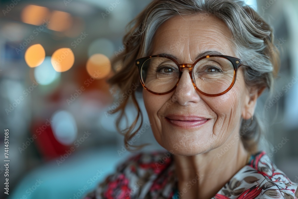 Woman Wearing Glasses Smiling at Camera Woman Wearing Glasses Smiling at Camera