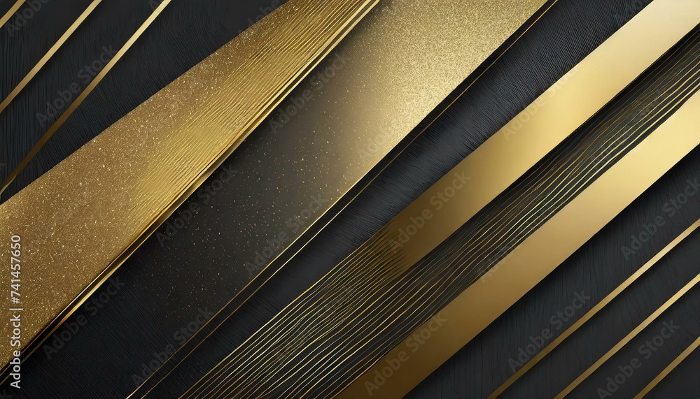 Nightfall Elegance: Geometric Gold on Deep Black Canvas