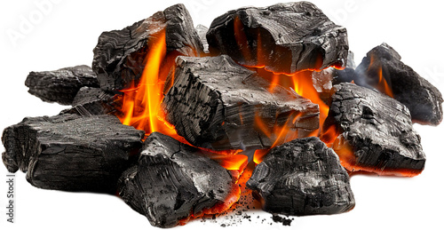 charcoal PNG, fire with red-hot coal on transparent background PNG, burning coals, and warm orange flames, for add fireplace Decorate a barbecue or retouch food photos graphic resources