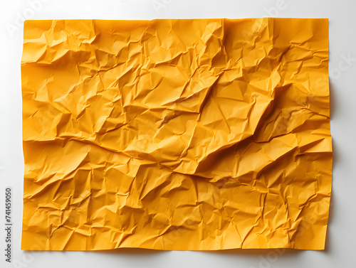 Yellow Crumpled Paper Texture Background
