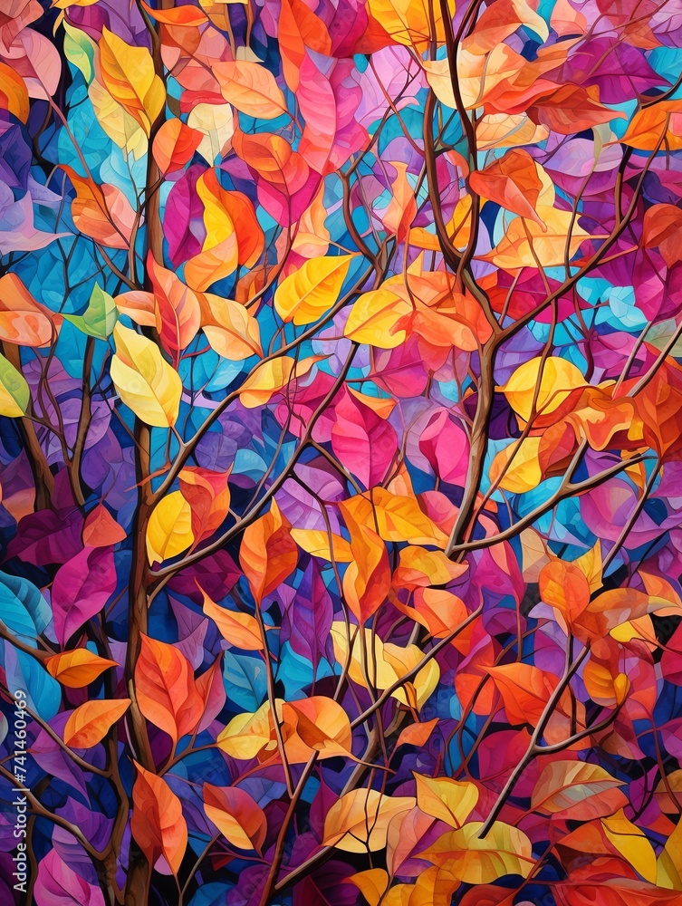 Vibrant Autumn Leaf Canopies Wall Art - Fall Foliage Explosion & Nature's Color Palette
